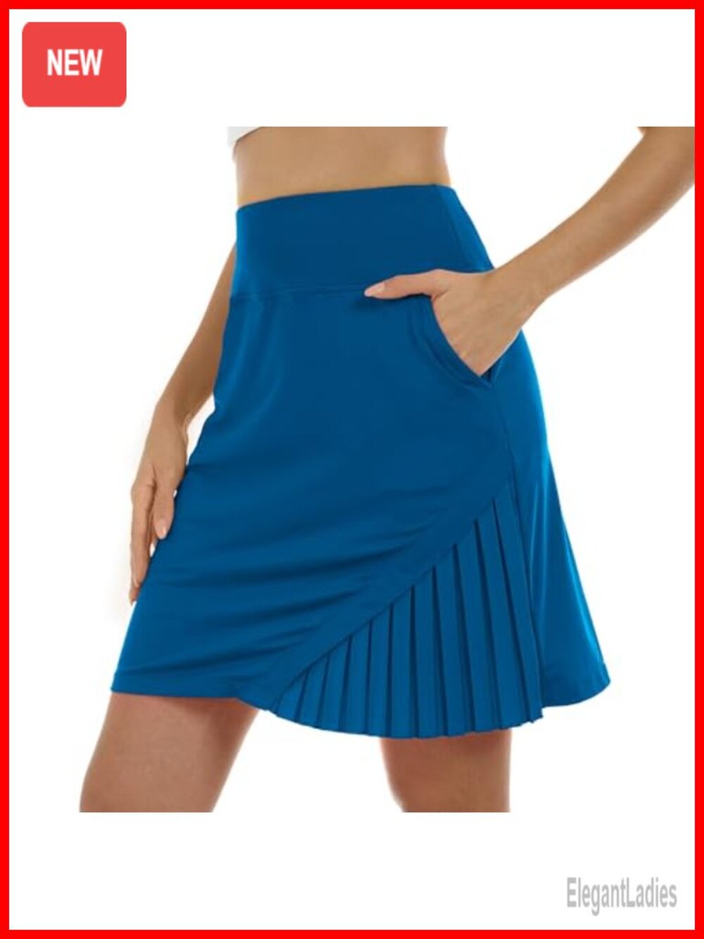 Knee Length Golf Skort with 4 Pockets Built-in Shorts Athletic Tennis Skirt